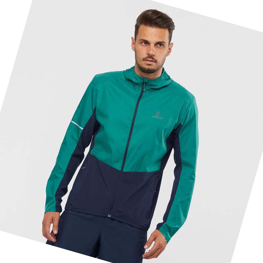 Salomon AGILE WIND WINDBREAKERS Erkek Ceket Siyah Yeşil | TR 3267HAP